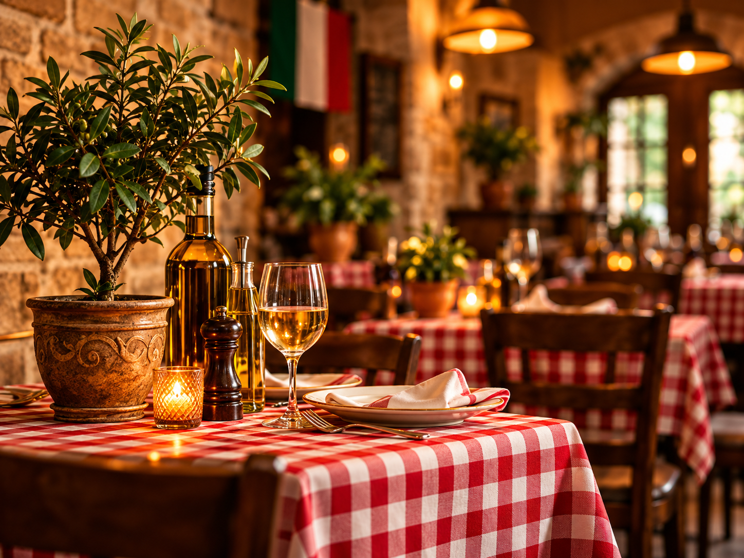 Gemütliche italienische Restaurant- und Trattoria-Szene.