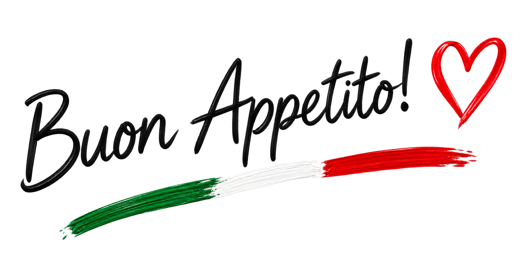 Handschriftliche Dekografik „Buon Appetito!“.